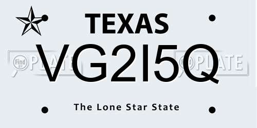 VG2I5Q Texas License Plate