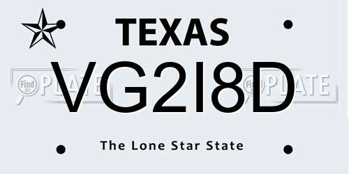 VG2I8D Texas License Plate