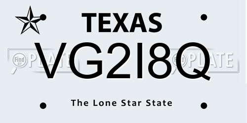 VG2I8Q Texas License Plate