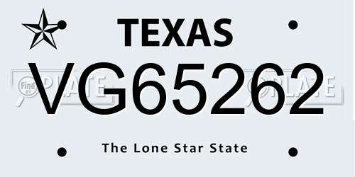 VG65262 Texas License Plate