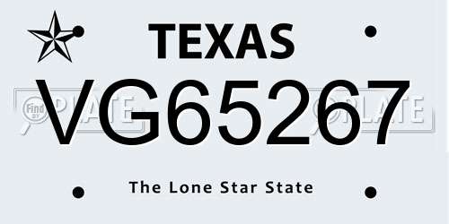 VG65267 Texas License Plate