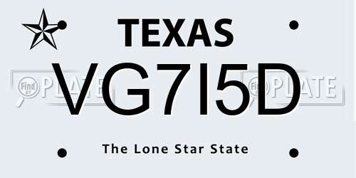VG7I5D Texas License Plate