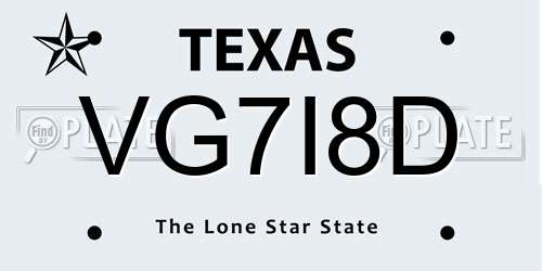 VG7I8D Texas License Plate