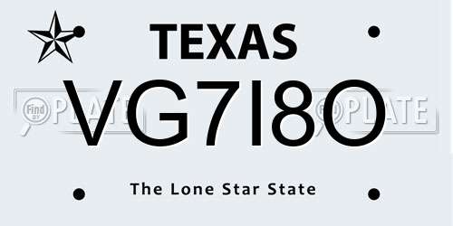 VG7I8O Texas License Plate