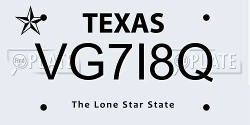 VG7I8Q Texas License Plate