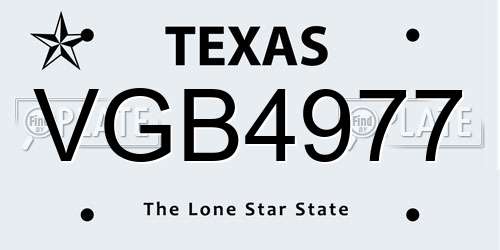 VGB4977 Texas License Plate