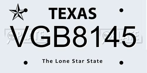 VGB8145 Texas License Plate