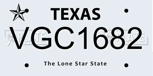 VGC1682 Texas License Plate