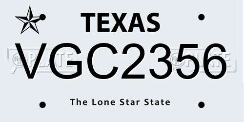 VGC2356 Texas License Plate