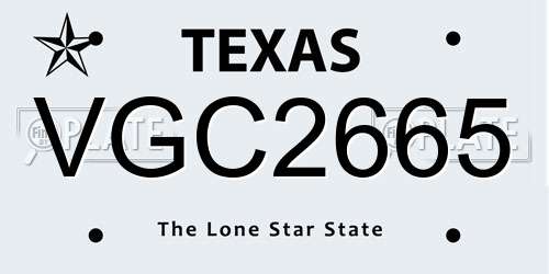 VGC2665 Texas License Plate