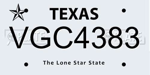 VGC4383 Texas License Plate