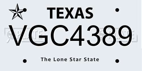 VGC4389 Texas License Plate