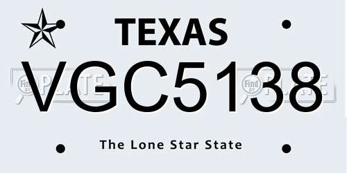VGC5138 Texas License Plate