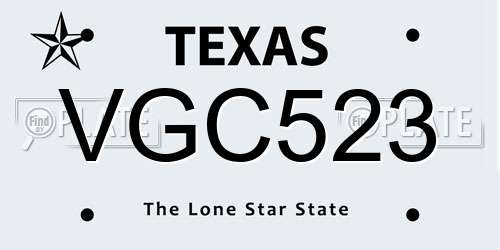 VGC523 Texas License Plate