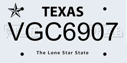 VGC6907 Texas License Plate