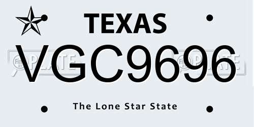VGC9696 Texas License Plate