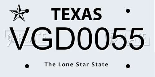 VGD0055 Texas License Plate