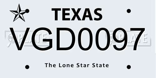 VGD0097 Texas License Plate