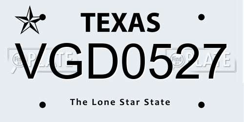 VGD0527 Texas License Plate