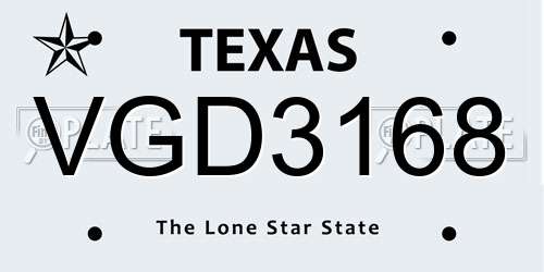 VGD3168 Texas License Plate