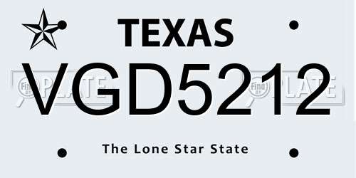 VGD5212 Texas License Plate