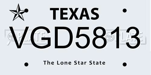 VGD5813 Texas License Plate