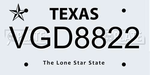 VGD8822 Texas License Plate