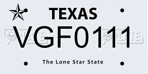 VGF0111 Texas License Plate