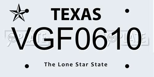 VGF0610 Texas License Plate