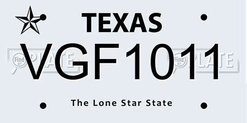 VGF1011 Texas License Plate