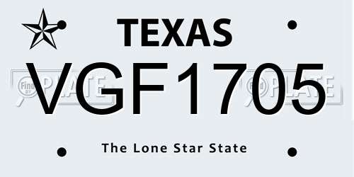 VGF1705 Texas License Plate