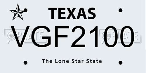 VGF2100 Texas License Plate