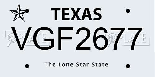 VGF2677 Texas License Plate