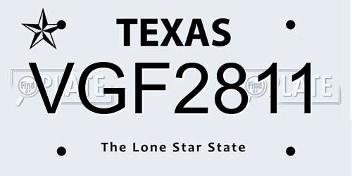 VGF2811 Texas License Plate