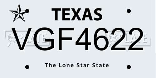 VGF4622 Texas License Plate