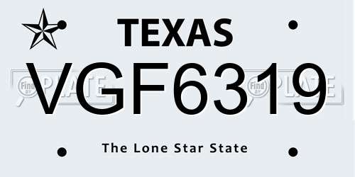VGF6319 Texas License Plate
