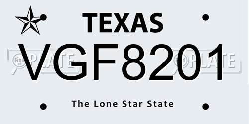 VGF8201 Texas License Plate