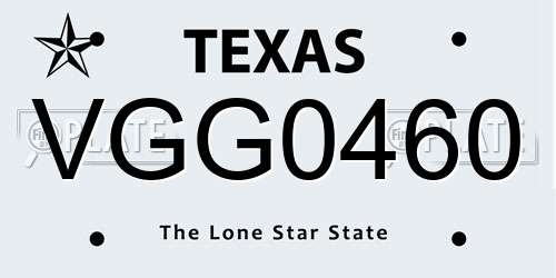 VGG0460 Texas License Plate