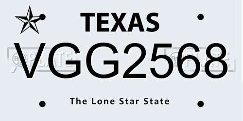 VGG2568 Texas License Plate