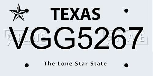 VGG5267 Texas License Plate