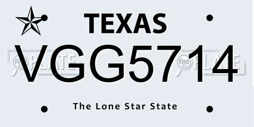 VGG5714 Texas License Plate