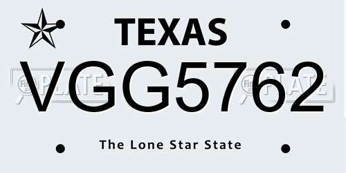 VGG5762 Texas License Plate
