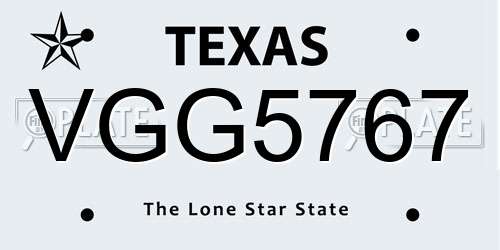VGG5767 Texas License Plate