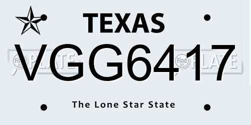 VGG6417 Texas License Plate