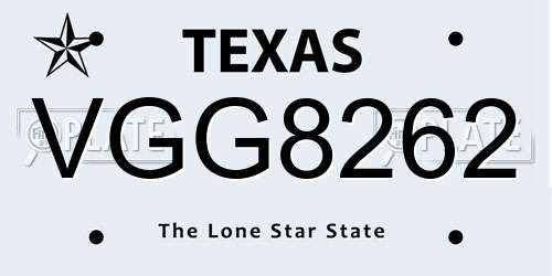 VGG8262 Texas License Plate