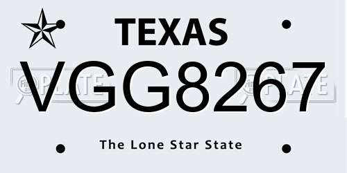 VGG8267 Texas License Plate
