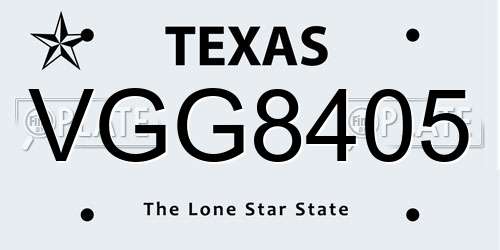 VGG8405 Texas License Plate