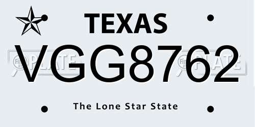 VGG8762 Texas License Plate