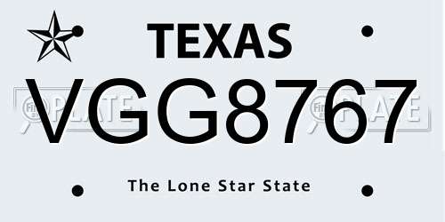 VGG8767 Texas License Plate