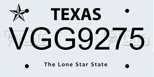 VGG9275 Texas License Plate